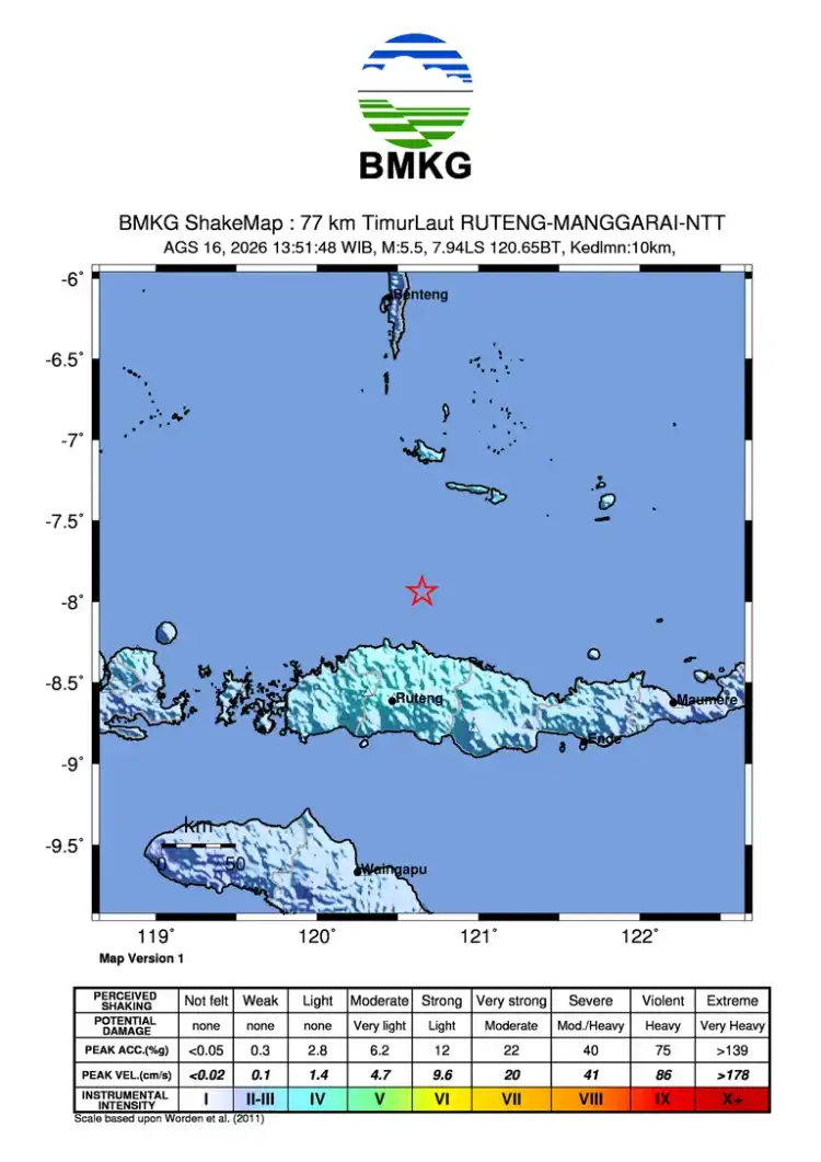 Gempa 5,5 M Kembali Guncang Flores