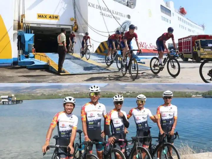 pembalap tour de entete tiba di pelabuhan waingapu